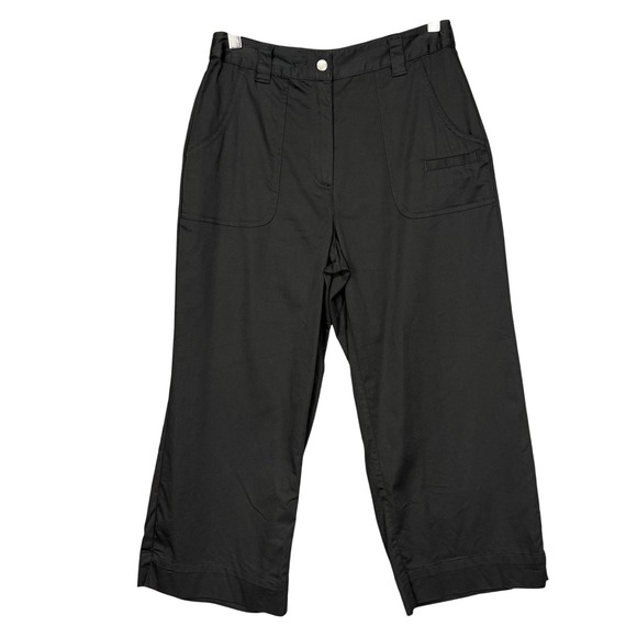 Chico's Pants - Chicos Pants 0 Womens 4 Black Wide Leg‎ Cropped Cotton Stretch Blend High Rise